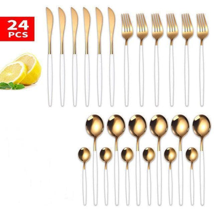 Elegance Redefined: Botanica Luxe Gold Flatware Set for Upscale Dining Experiences - Très Elite