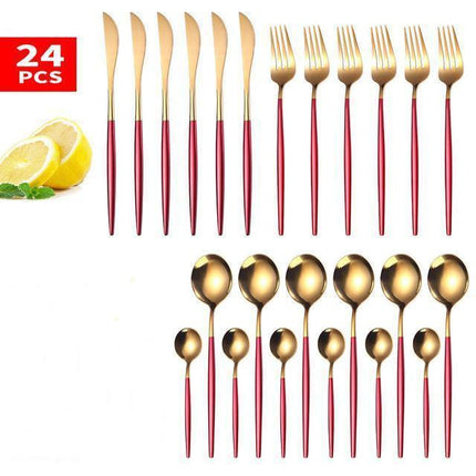 Elegance Redefined: Botanica Luxe Gold Flatware Set for Upscale Dining Experiences - Très Elite
