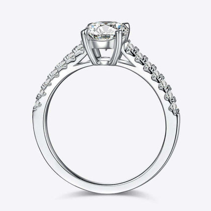 Elegant 1 Carat Lab-Created Diamond Sterling Silver Ring with Dazzling Zircon Accents - Timeless Sophistication