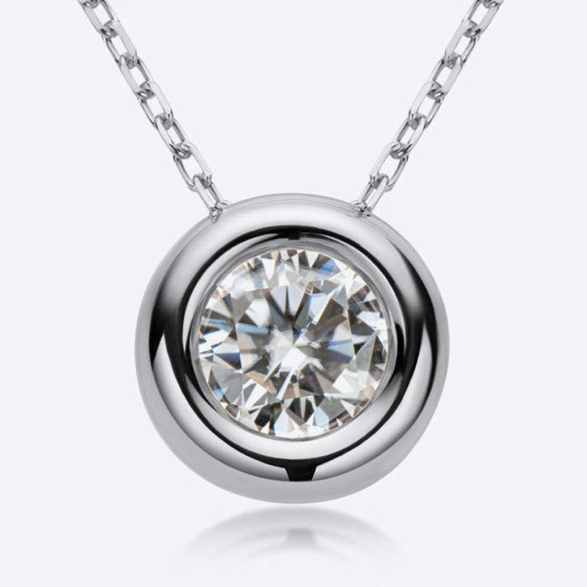 Elegant 1 Carat Moissanite Sterling Silver Pendant Necklace with Warranty