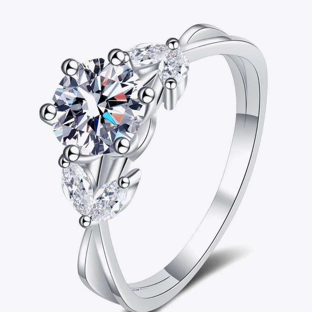 Elegant 1 Carat Moissanite Sterling Silver Ring with Sparkling Zircon Accents