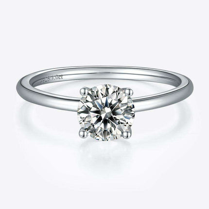 Elegant 1 Carat Platinum-Plated Lab-Diamond Sterling Silver Ring