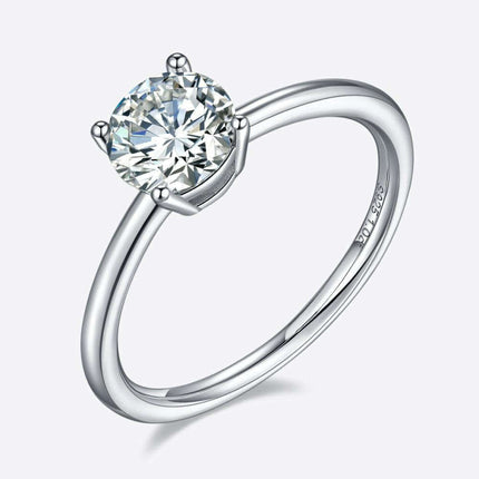 Elegant 1 Carat Platinum-Plated Lab-Diamond Sterling Silver Ring