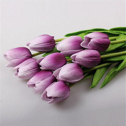 Elegant 10-Piece Faux Tulip Flower Set - Ideal for Weddings and Home Decor..