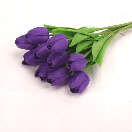 Elegant 10-Piece Lifelike Faux Tulip Bouquet - Real Touch Flower Set..