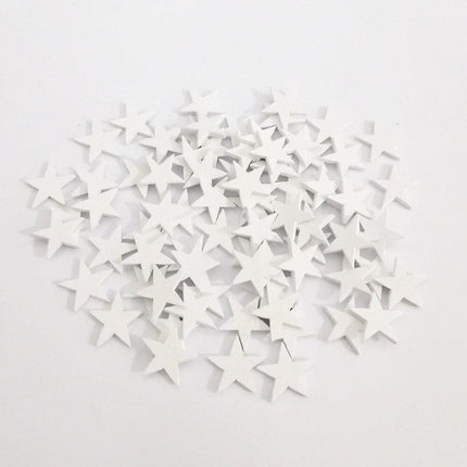 Elegant 100-Piece Red, White, and Silver Wooden Star Cutouts - Creative Crafting Essentials - Très Elite
