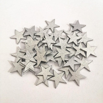 Elegant 100-Piece Red, White, and Silver Wooden Star Cutouts - Creative Crafting Essentials - Très Elite
