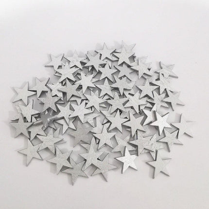 Elegant 100-Piece Red, White, and Silver Wooden Star Cutouts - Creative Crafting Essentials - Très Elite