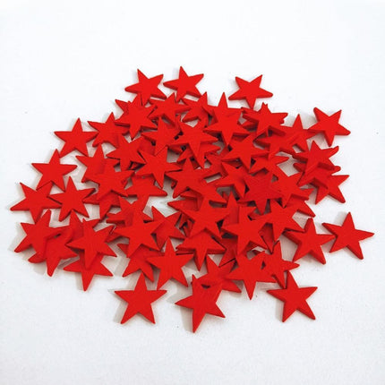 Elegant 100-Piece Red, White, and Silver Wooden Star Cutouts - Creative Crafting Essentials