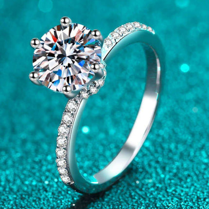 Elegant 2 Carat Lab-Created Diamond & Zircon Sterling Silver Engagement Ring - Timeless Beauty