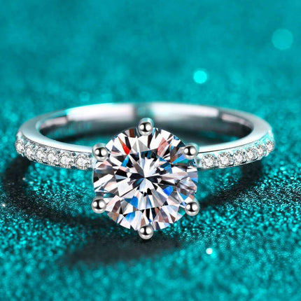 Elegant 2 Carat Lab-Created Diamond & Zircon Sterling Silver Engagement Ring - Timeless Beauty