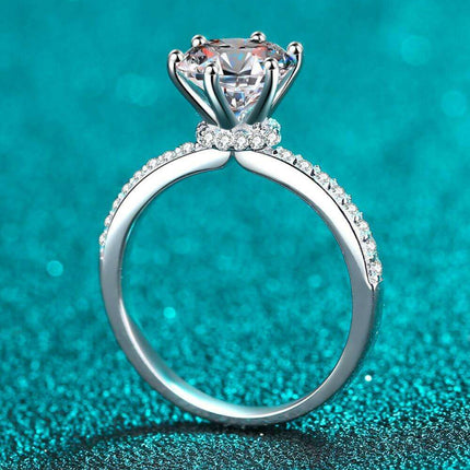 Elegant 2 Carat Lab-Created Diamond & Zircon Sterling Silver Engagement Ring - Timeless Beauty