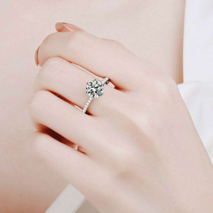 Elegant 2 Carat Lab-Created Diamond & Zircon Sterling Silver Engagement Ring - Timeless Beauty