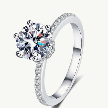 Elegant 2 Carat Lab-Created Diamond & Zircon Sterling Silver Engagement Ring - Timeless Beauty