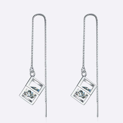 Elegant 2 Carat Lab-Diamond Sterling Silver Threader Earrings for Timeless Style - Très Elite