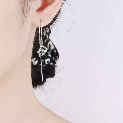 Elegant 2 Carat Lab-Diamond Sterling Silver Threader Earrings for Timeless Style - Très Elite