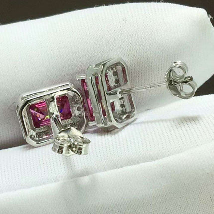 Elegant 2 Carat Moissanite Stud Earrings in Sterling Silver with Platinum Finish