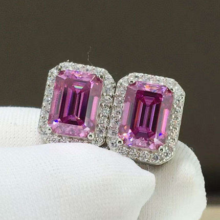 Elegant 2 Carat Moissanite Stud Earrings in Sterling Silver with Platinum Finish