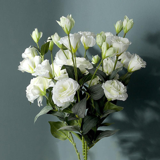 Elegant 21-Bulb Artificial Lisianthus Floral Arrangement for Luxurious Decor