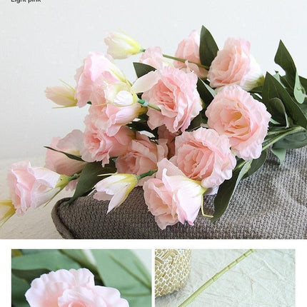 Elegant 21-Bulb Artificial Lisianthus Floral Arrangement for Luxurious Decor..