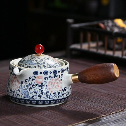 Elegant 360° Rotating Teapot and Cup Set: Premium Stone Mill Tea Ceremony Collection for Aficionados - Très Elite