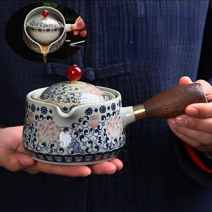 Elegant 360° Rotating Teapot and Cup Set: Premium Stone Mill Tea Ceremony Collection for Aficionados - Très Elite