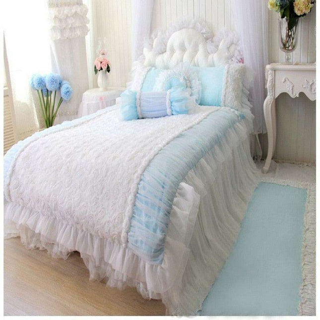 Elegant 3D Rose Pattern White Wedding Bedding Set for a Romantic Bedroom Retreat