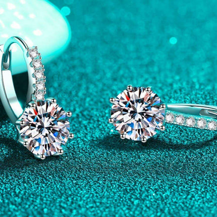 Elegant 4 Carat Certified Lab-Grown Diamond Silver Earrings with Zircon Accents and Warranty