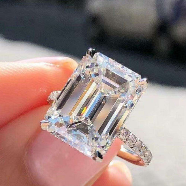 Elegant 5 Carat Lab-Created Diamond and Zircon Sterling Silver Ring