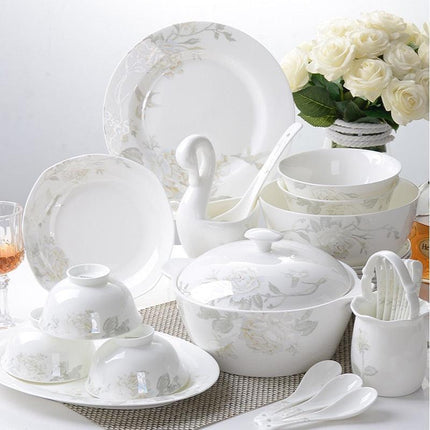 Elegant 56-Piece Jingdezhen Porcelain Dinnerware Collection - Très Elite