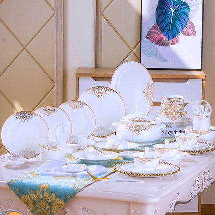 Elegant 60-Piece Asian-Inspired Porcelain Dining Set - A Luxurious Culinary Journey - Très Elite
