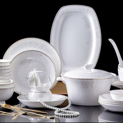 Elegant 60-Piece Fine China Dinnerware Set with Timeless Glaze and Impeccable Craftsmanship - Très Elite