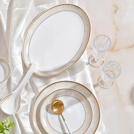 Elegant 60-Piece Korean Bone China Dining Set with Handcrafted Asian Designs - Très Elite