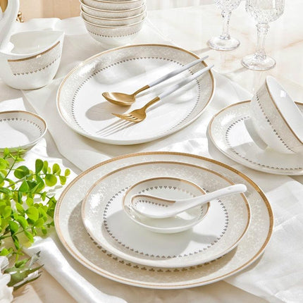 Elegant 60-Piece Korean Bone China Dining Set with Handcrafted Asian Designs - Très Elite