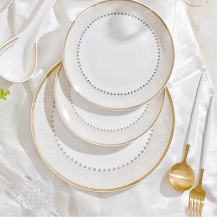 Elegant 60-Piece Korean Bone China Dining Set with Handcrafted Asian Designs - Très Elite