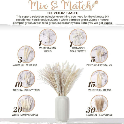 Elegant 85-Piece Pampas Grass Floral DIY Decoration Kit - Très Elite