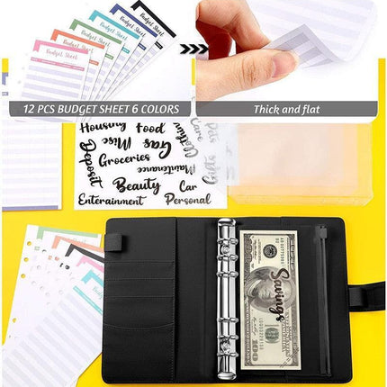 Elegant A6 Budget Planner Organizer with Customizable Loose-Leaf Pages and Secure Zippered Pockets - Stylish Financial Management Tool for Effortless Budgeting - Très Elite