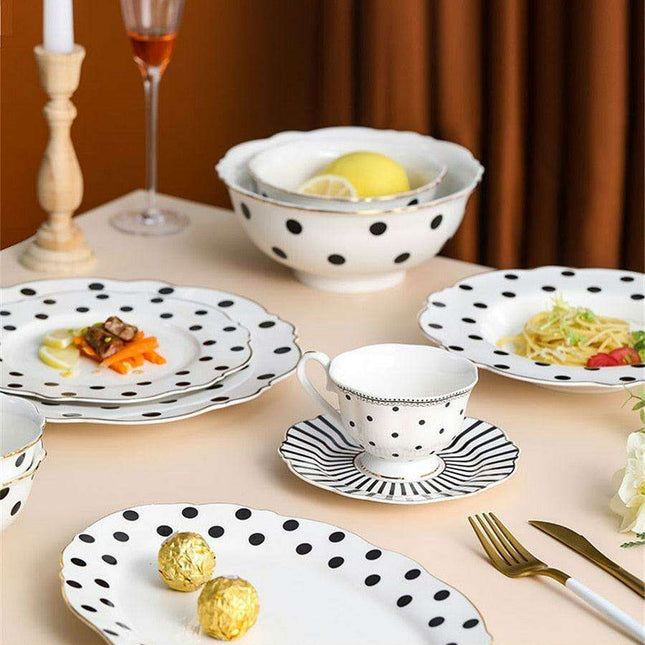 Elegant Artisan Porcelain Dinnerware Collection in Classic Black & White