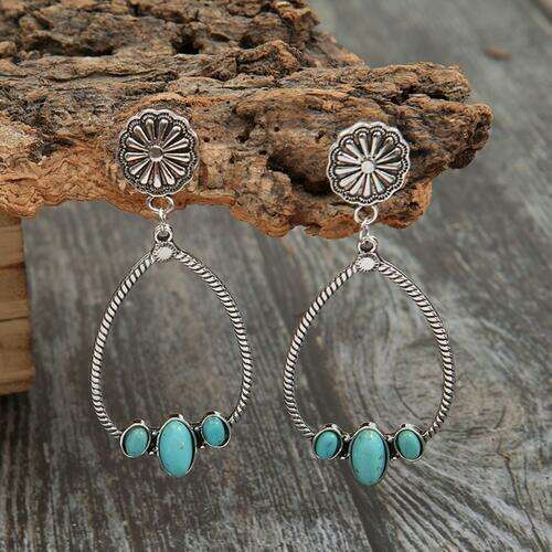 Elegant Artisan Turquoise Teardrop Earrings: Handcrafted Charm