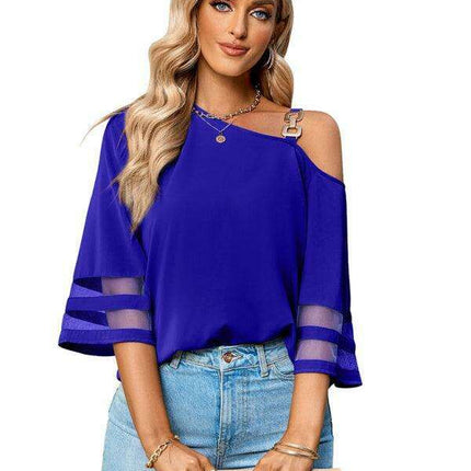 Elegant Asymmetrical Women's Top with Stylish Metal Detailing - Très Elite