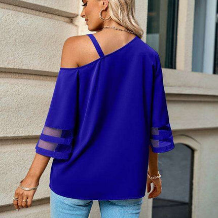 Elegant Asymmetrical Women's Top with Stylish Metal Detailing - Très Elite