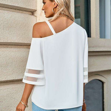 Elegant Asymmetrical Women's Top with Stylish Metal Detailing - Très Elite