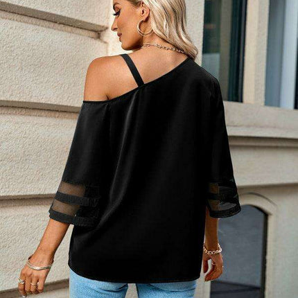 Elegant Asymmetrical Women's Top with Stylish Metal Detailing - Très Elite