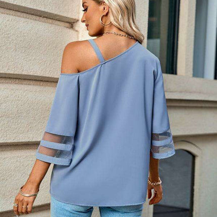 Elegant Asymmetrical Women's Top with Stylish Metal Detailing - Très Elite