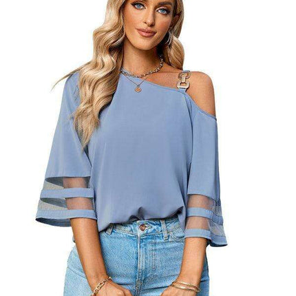 Elegant Asymmetrical Women's Top with Stylish Metal Detailing - Très Elite