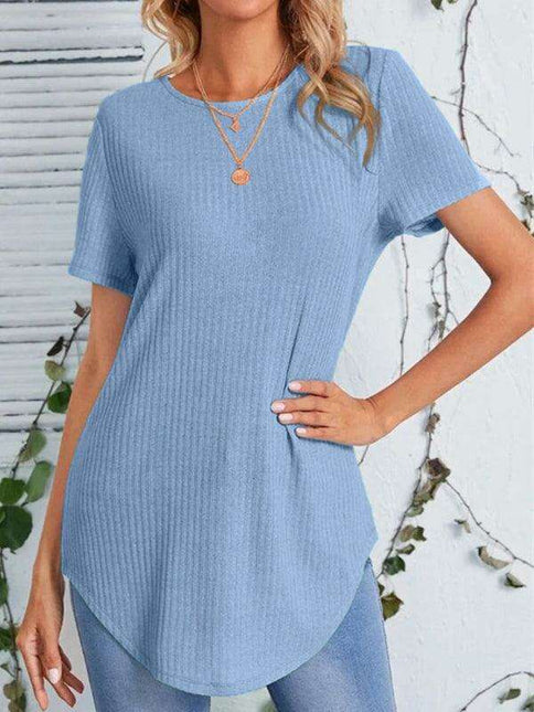 Elegant Back-Slit Short Sleeve Blouse for Women