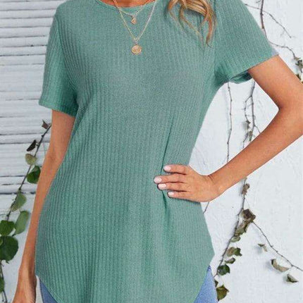 Elegant Back-Slit Short Sleeve Blouse for Women
