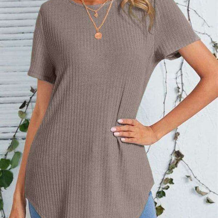 Elegant Back-Slit Short Sleeve Blouse for Women