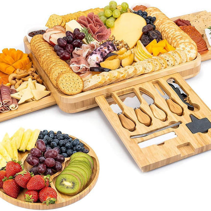 Elegant Bamboo Cheese Serving Board Set - Premium Entertaining Essentials - Très Elite