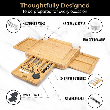 Elegant Bamboo Cheese Serving Board Set - Premium Entertaining Essentials - Très Elite